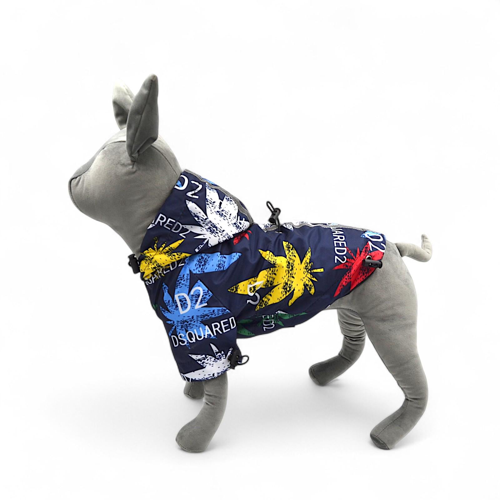 Дождевик с капюшоном для собак мелких пород бишон/шпиц/мальтипа S Листья (0976)