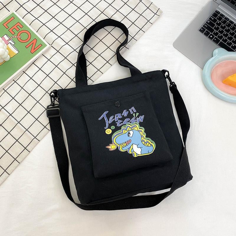 Сумка-шоппер холщовая через плечо LZ DX-1 Динозавр Черный (DR016756)