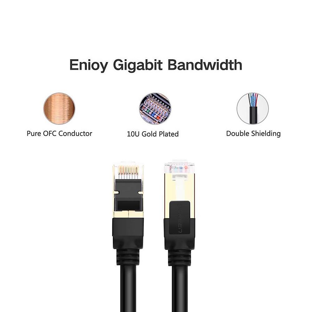 Мережевий кабель патч-корд UGREEN NW107 Cat7 F/FTP Round Ethernet Cable 3 м Black (11270) - фото 8