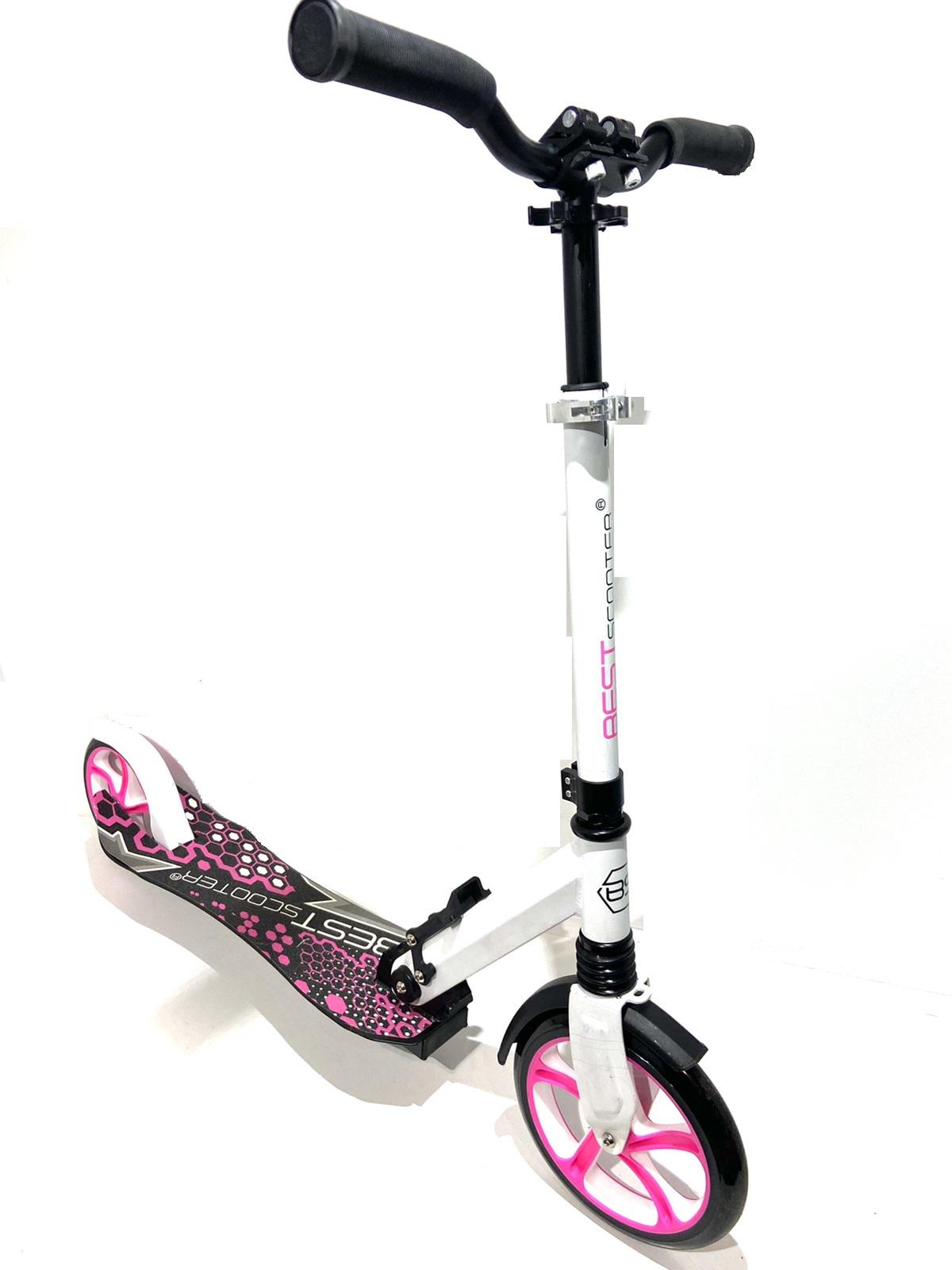 Самокат двухколесный Best Scooter 70518 с амортизатором и зажимом руля колеса 22/20 см Белый/Розовый (45927883)