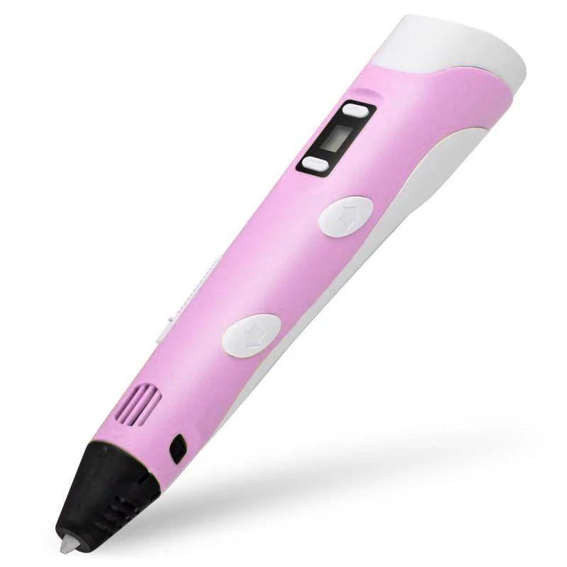 3D-ручка дитяча Pen-3 для малювання з трафаретом та LCD екраном Рожевий (3968)