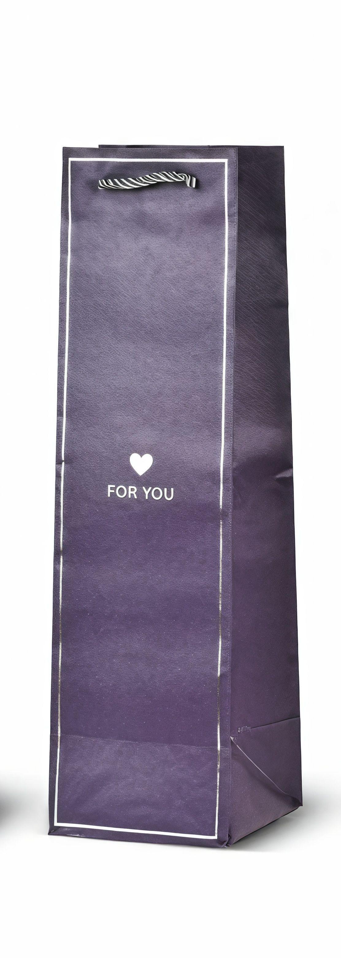 Подарочный пакет под бутылку Stenson For you бумажный 11х11х38 см Фиолетовый (R33072)