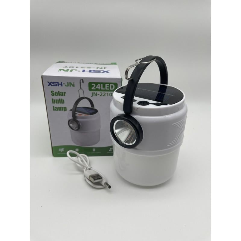 Ліхтар підвісний LED з гачком для кемпінгу з акумулятором та сонячною панеллю (JN-2210T)