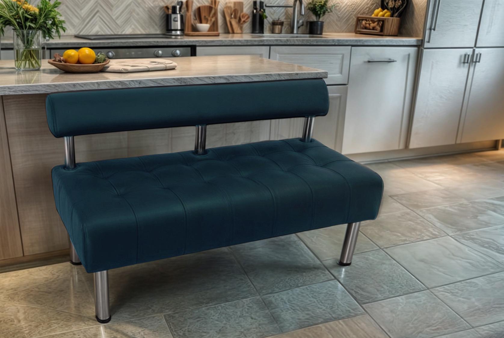 Диван офисный Tobi Sho Сити со спинкой без подлокотников 1500x530x750 мм кожзам Морская волна (2215)