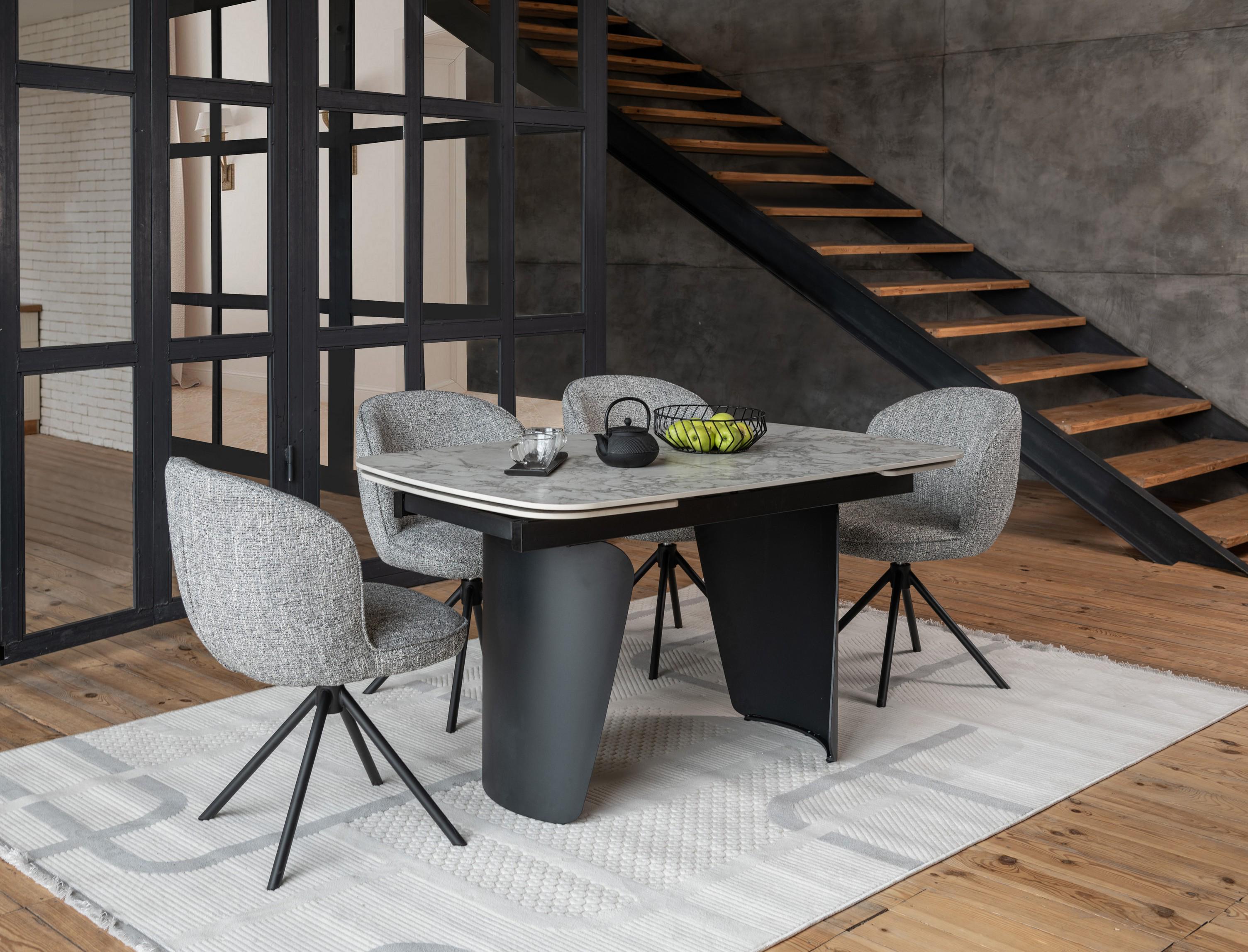 Обідній стіл розсувний Vetro Mebel Нардо 1400/2000х900x760 мм Клауді грей/Чорний TМL-1270) - фото 7