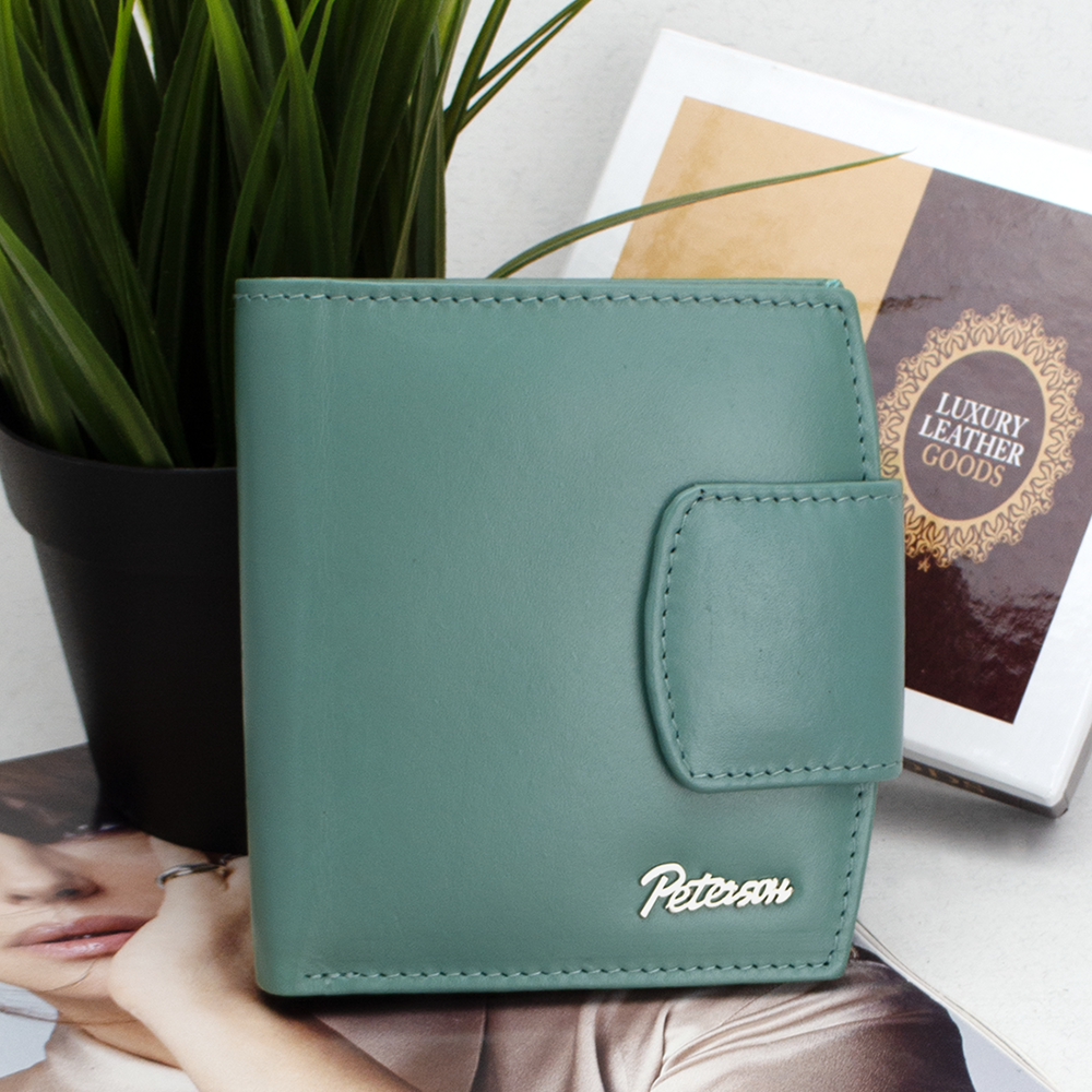 Кошелек кожаный женский Peterson RD-314-MCL-M Бирюзовый (1881299031)