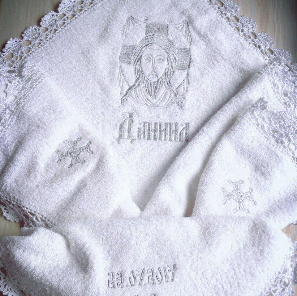 Крыжма крестильная Христос с кружевом (2181680199) - фото 2 Крыжма крестильная Христос с кружевом (2181680199) - фото 2