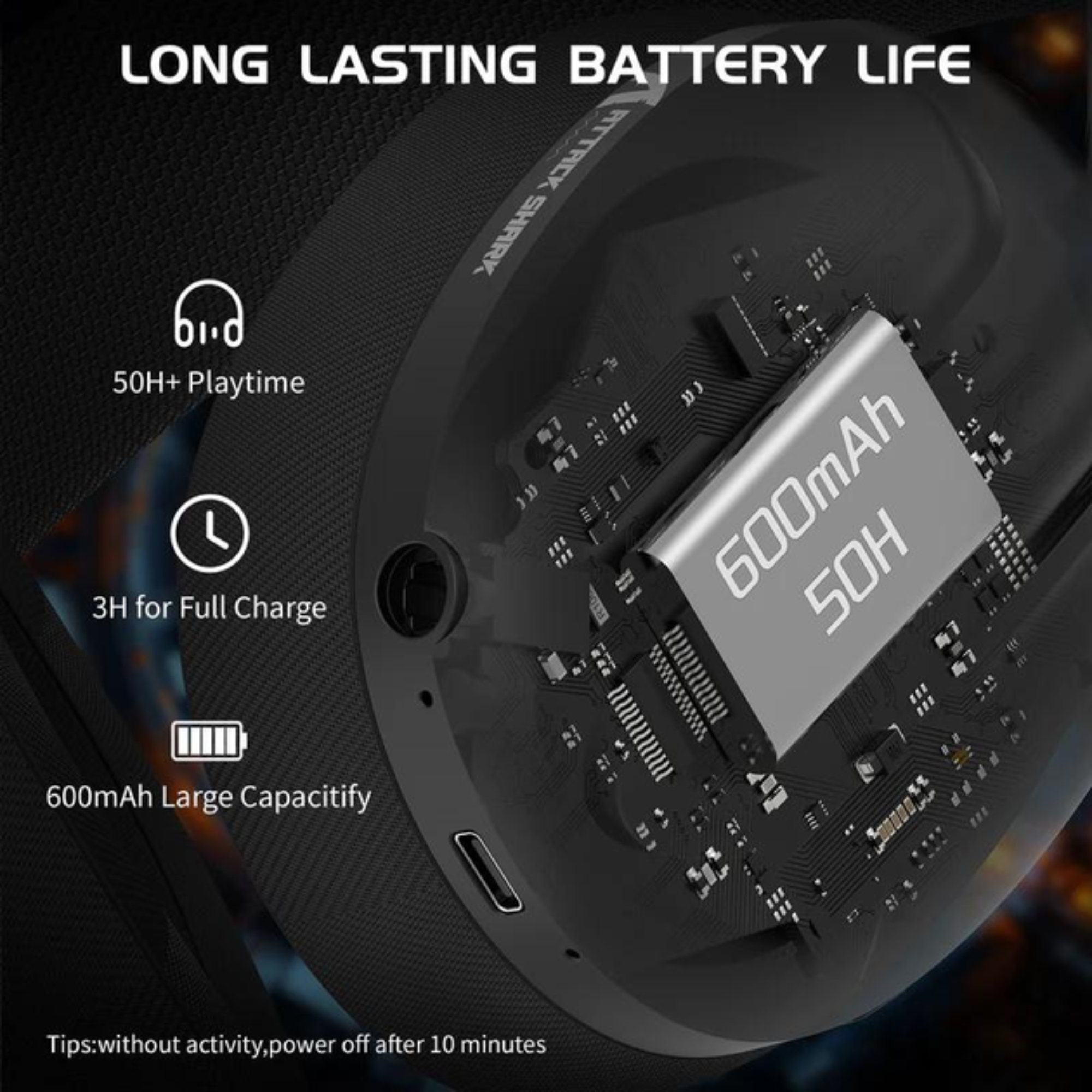 Навушники бездротові Attack Shark L80 Black - фото 5 Навушники бездротові Attack Shark L80 Black - фото 5