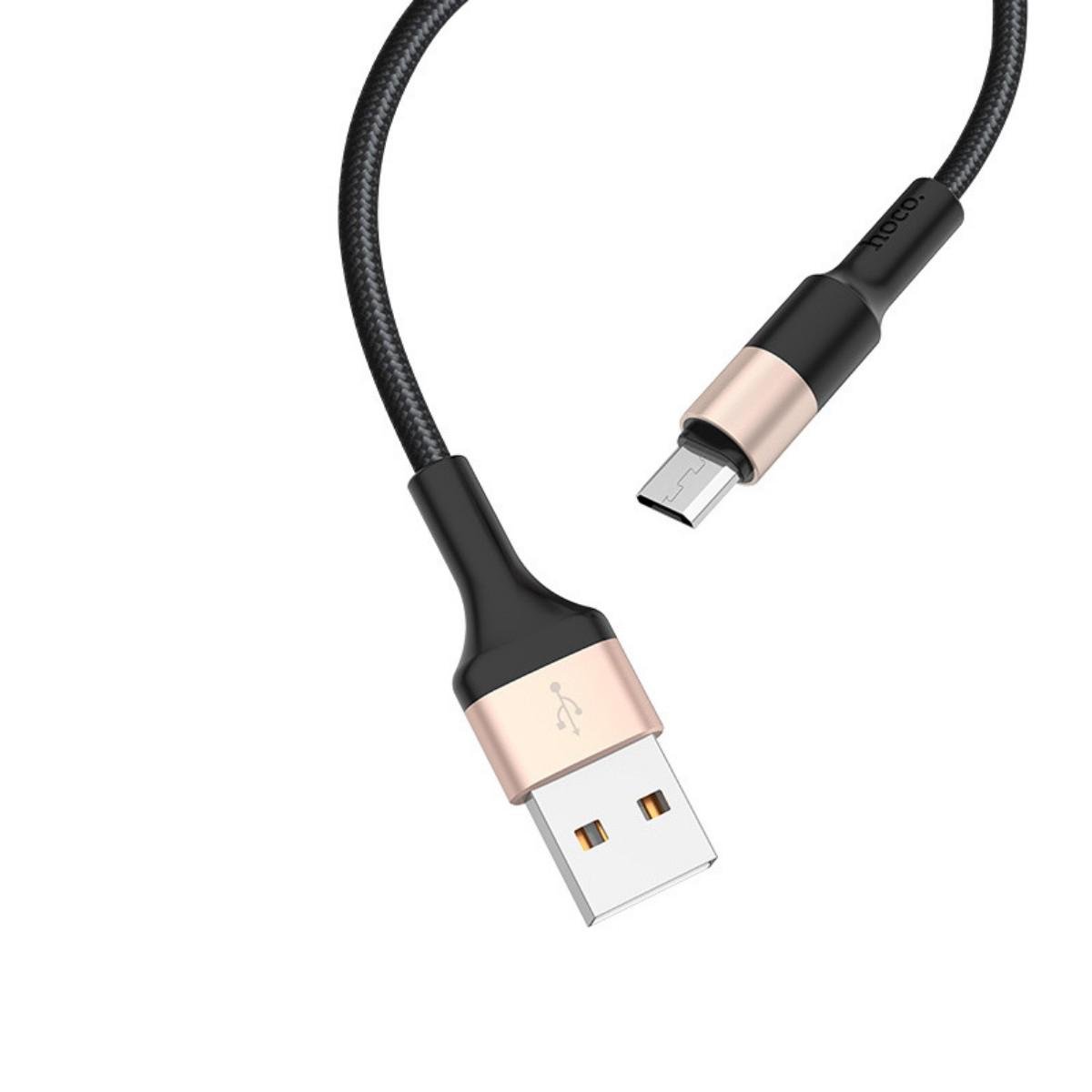 Кабель Hoco X26 Xpress charging data cable for Micro Black/Gold - фото 1