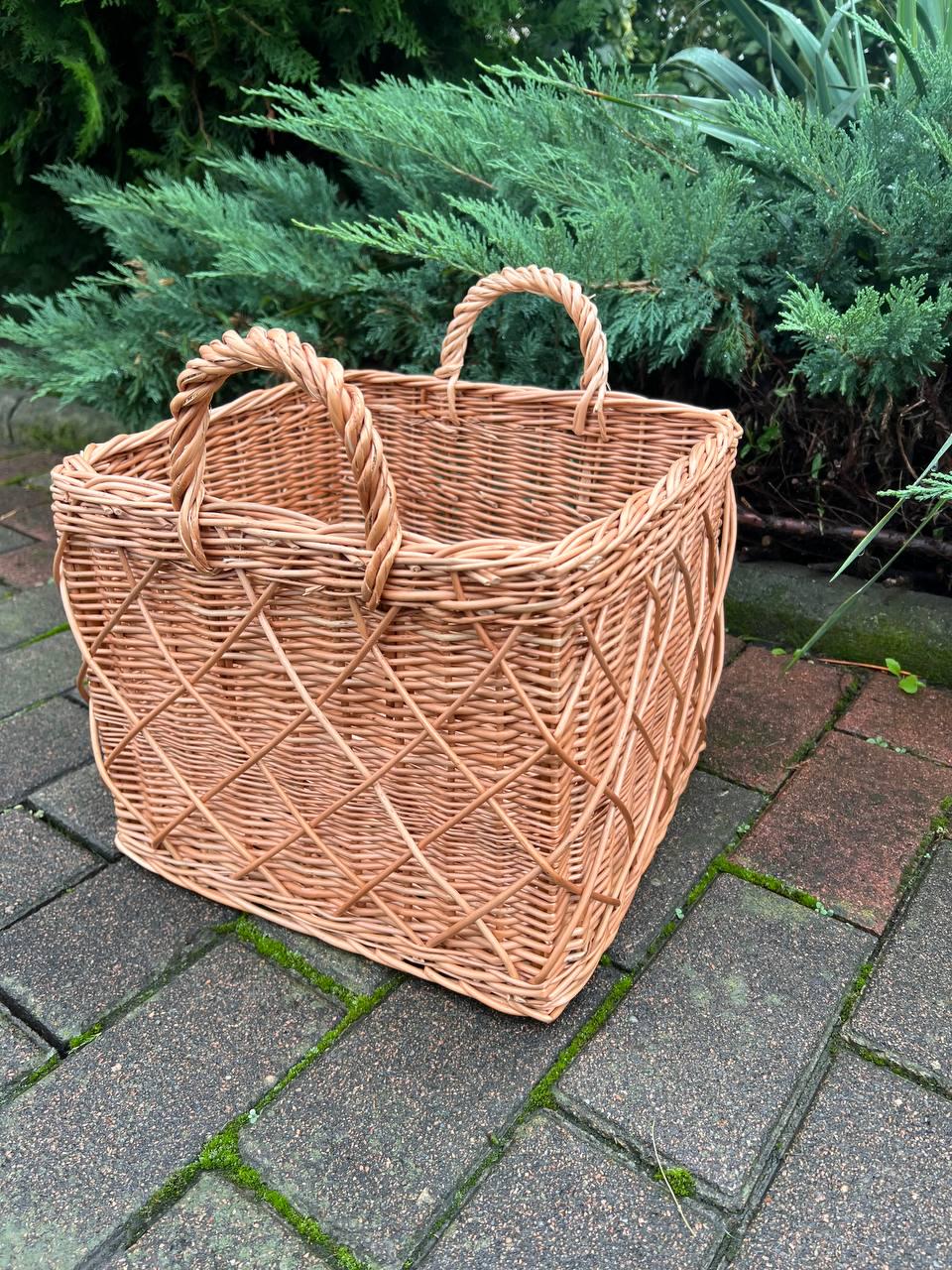 Корзина с ручками плетеная из лозы Бежевый (29011480) - фото 2 Корзина с ручками плетеная из лозы Бежевый (29011480) - фото 2