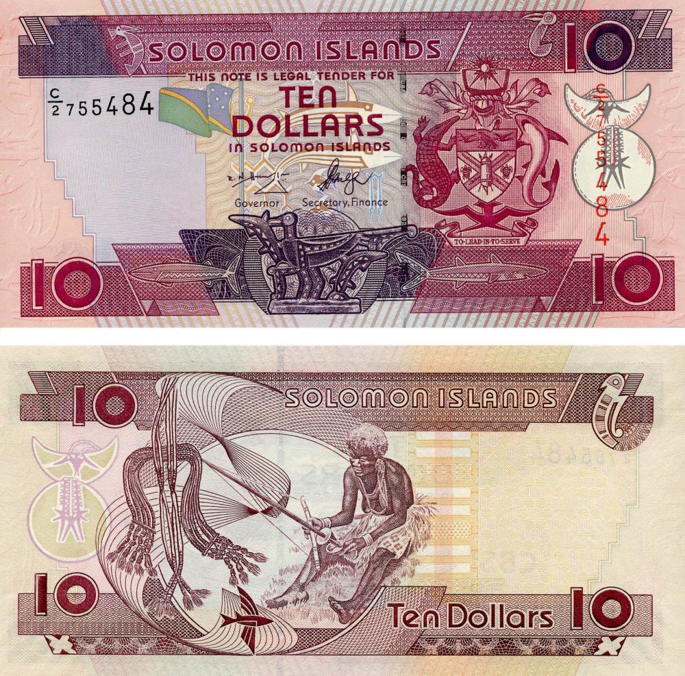 Коллекционная банкнота Соломоновы острова 10 долларов 2006 UNC P27 (Б05666)