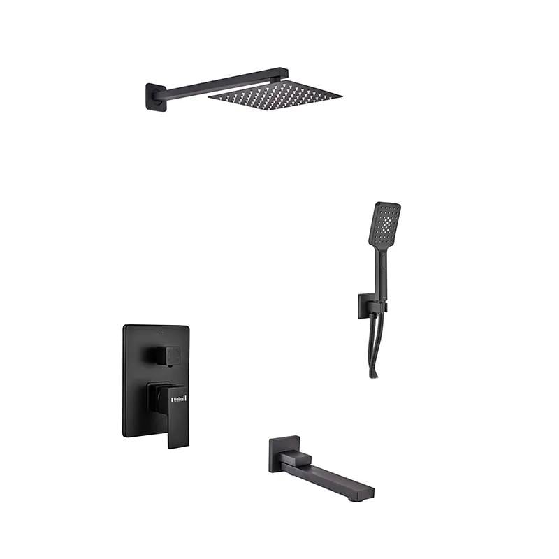 Душова система вбудована з поворотним виливом Haiba Kubus 009 Inner латунна Чорний (HB3949)