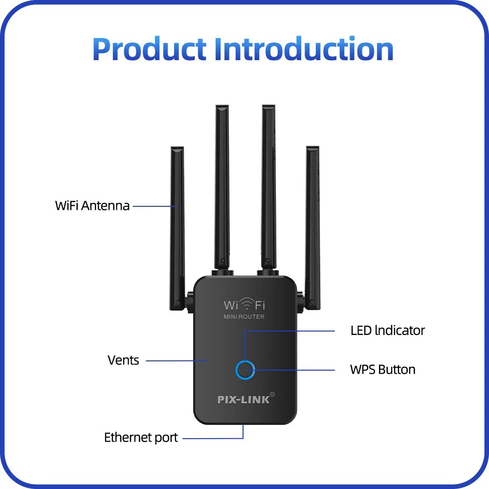 Ретранслятор Wi-Fi PIX-LINK LV-WR32Q Black (16168) - фото 2