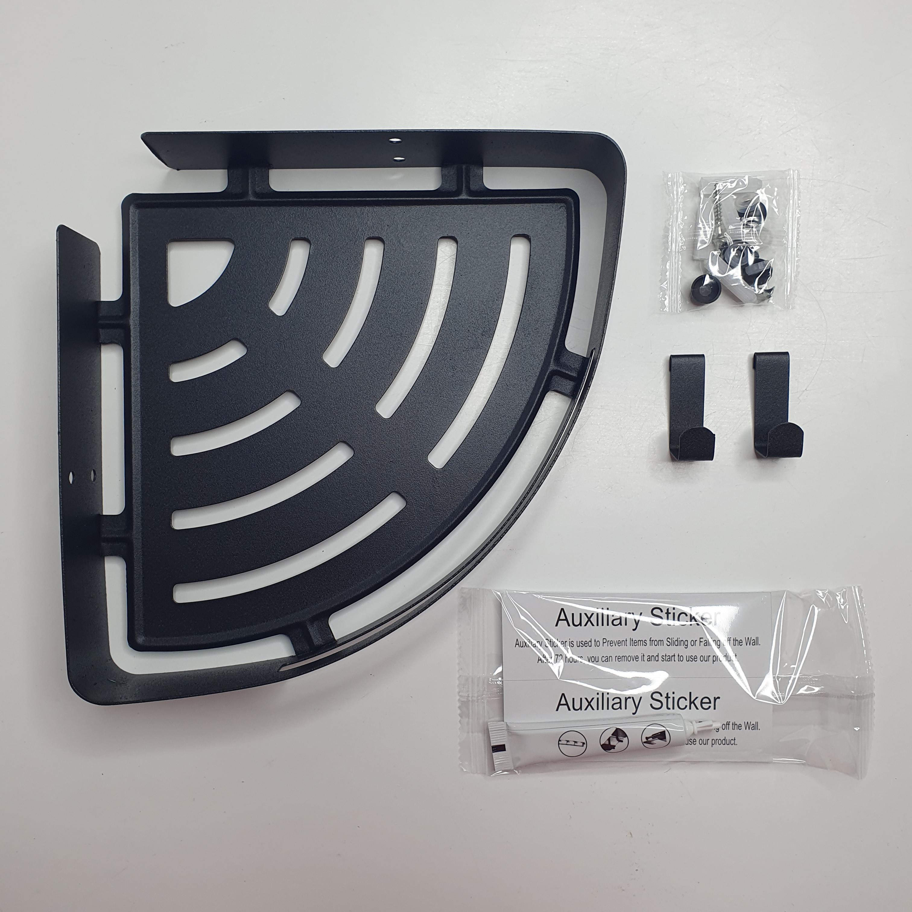 Полка настенная угловая в ванную комнату металлическая для косметических аксессуаров Черный (AND-79-10-80PCS)