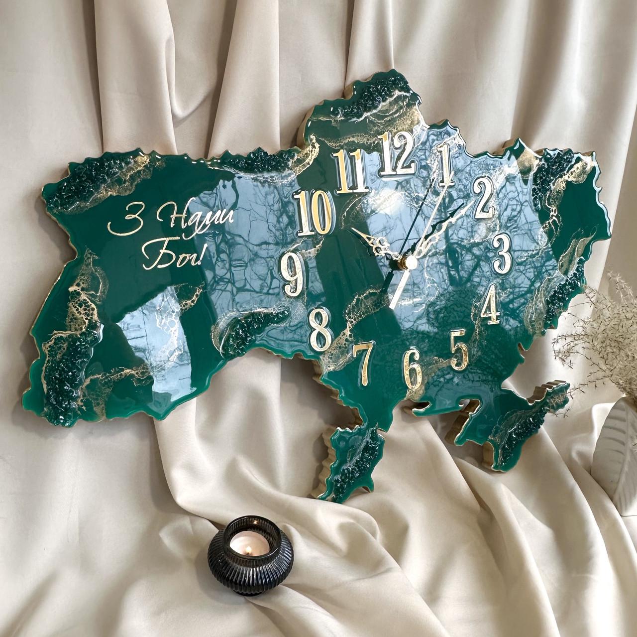 Часы настенные из эпоксидной смолы Карта Украины 130x83 см