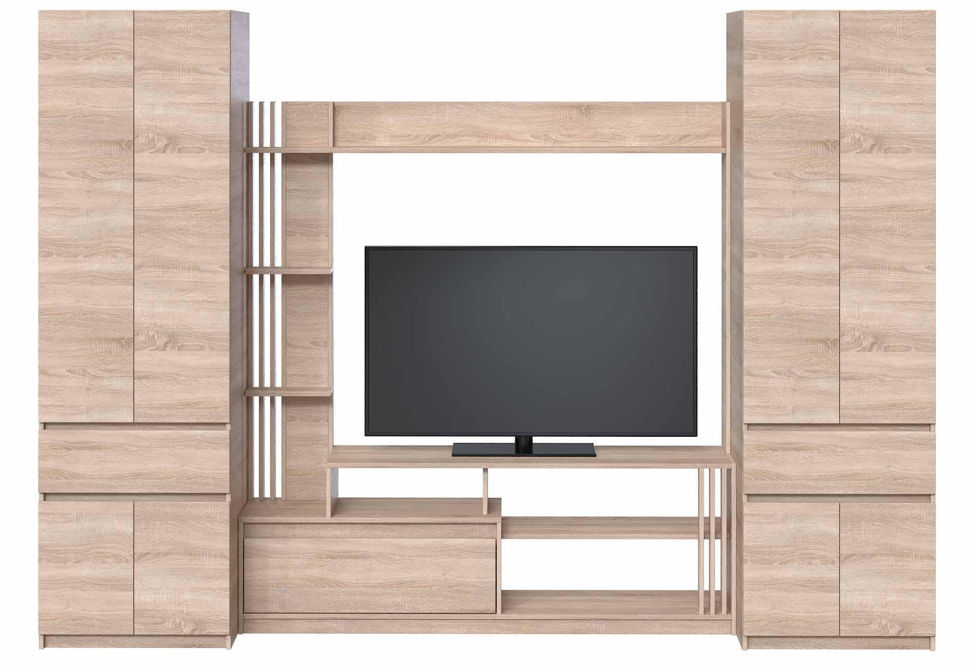 Стенка в гостиную Мастер Форм Брайт 2900х520х2000 мм Дуб сонома (32823)