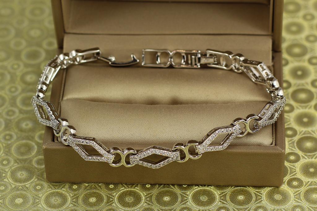Браслет Xuping Jewelry ромбы 17 см 7 мм Серебристый (29879570)