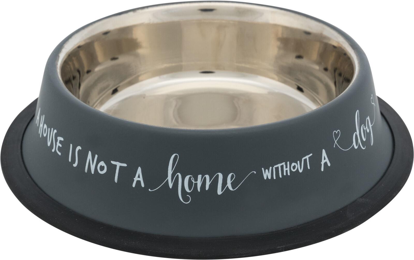 Миска для собак Trixie на резиновой основе металлическая 21 см Серый (25143)