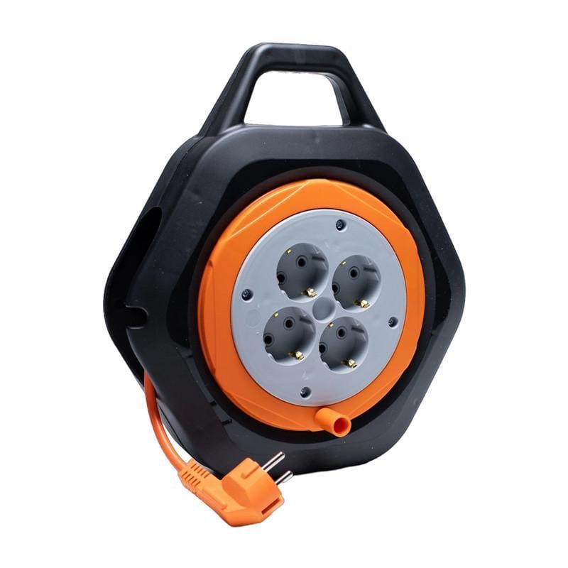 Подовжувач Neomax 7 м 4 гнізда з заземленням в закритому корпусі з ручкою (NX617407)