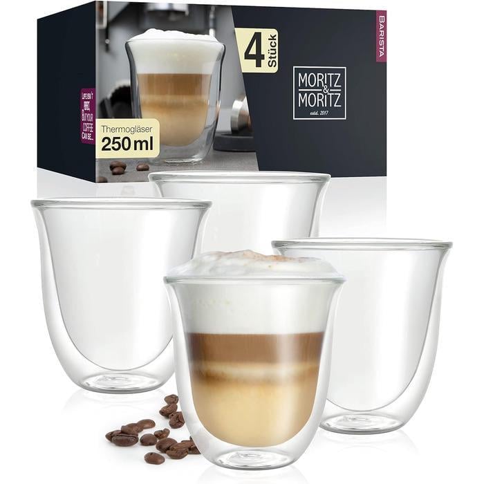 Набор стаканов для капучино Moritz & Moritz Barista Torino с двойными стенками 4 пр. 250 мл (2623079)