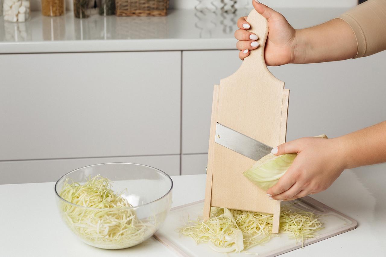 Ручна дерев'яна шатківниця з одним лезом Wood&Steel 14x38 см - фото 6 Ручна дерев'яна шатківниця з одним лезом Wood&Steel 14x38 см - фото 6