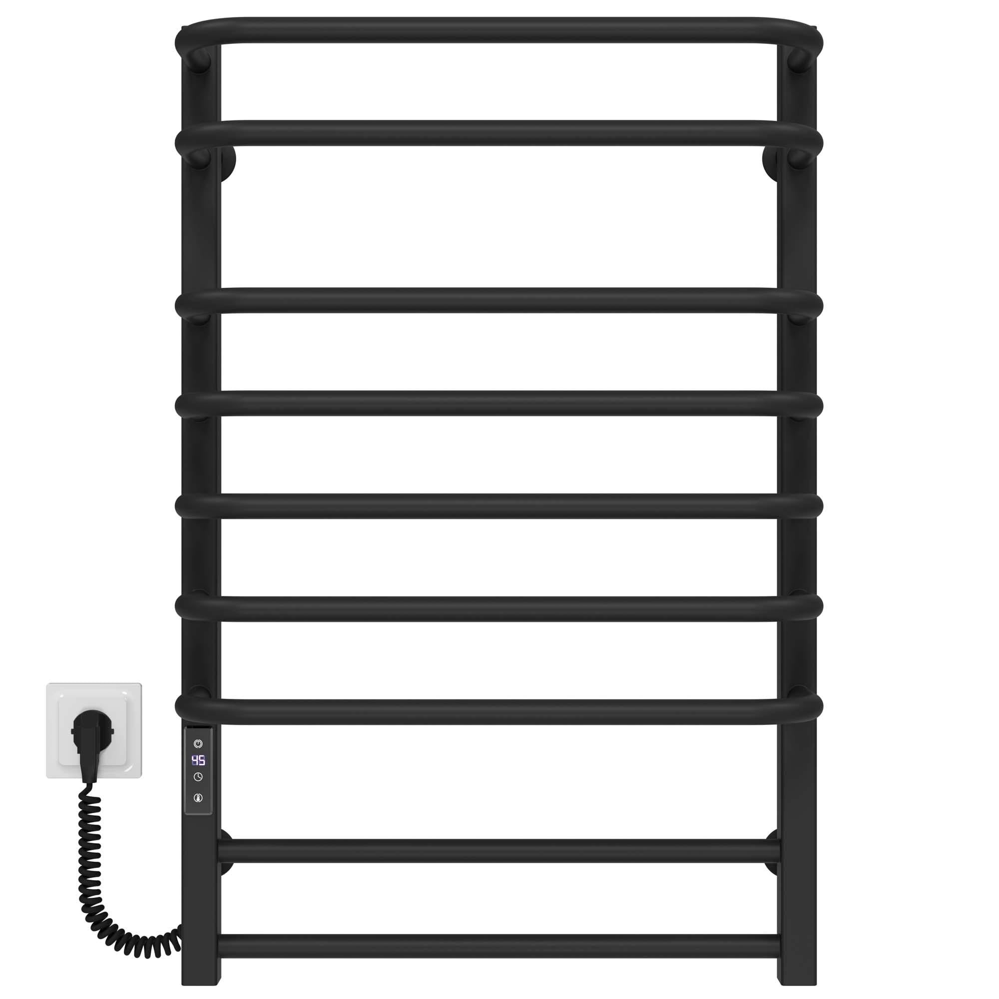 Полотенцесушитель электрический Deffi Lux П9 JD04 левое подключение нержавеющая сталь 600х800 мм Черный (A.LU.80.60.9.EBL2)