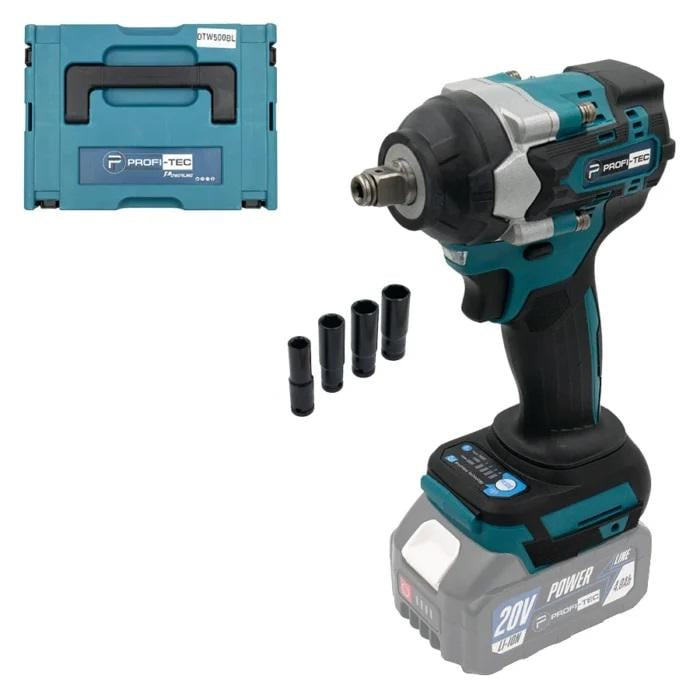 Гайковерт ударный аккумуляторный PROFI-TEC DTW500BL 20 В 350 Нм квадрат 1/2" головки 13/17/19/21 мм без аккумулятора и зарядного устройства (LO-06613)