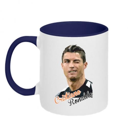 Чашка двоколірна Крістіано Роналдо 320 мл Білий із синім (350529-19-43478) - фото 1 Чашка двоколірна Крістіано Роналдо 320 мл Білий із синім (350529-19-43478) - фото 1