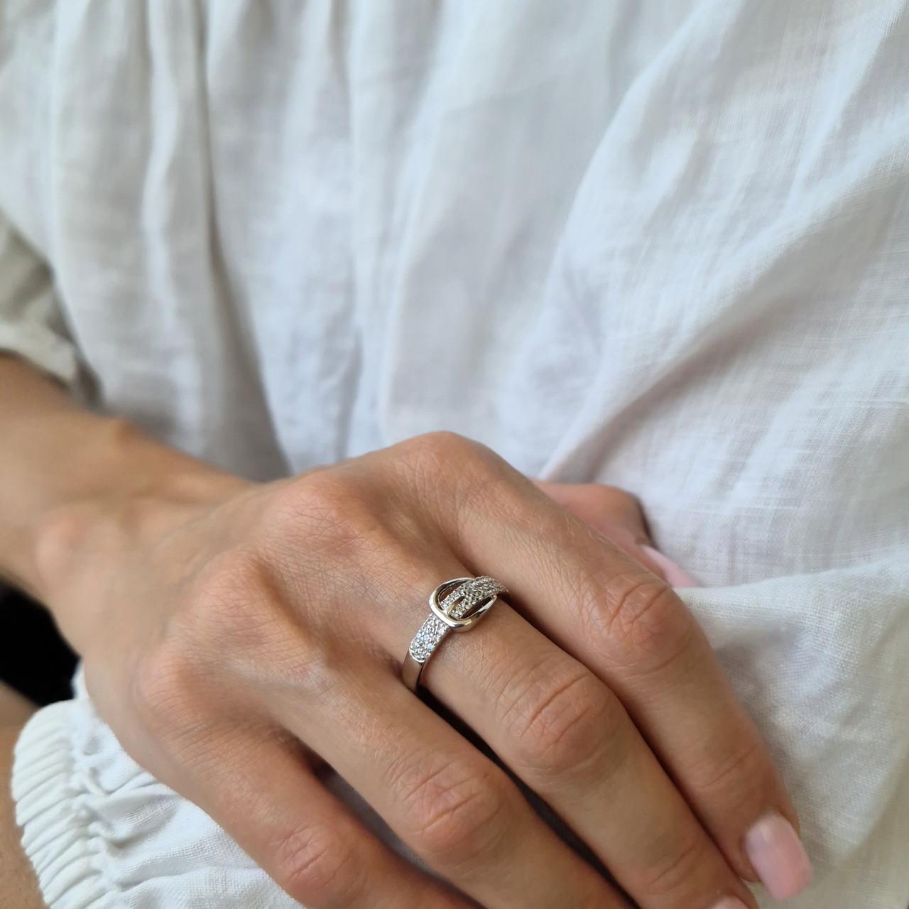 Каблучка з каменями джинс срібло 925 проби родоване р. 17,5 2,31 г (10230р) - фото 4