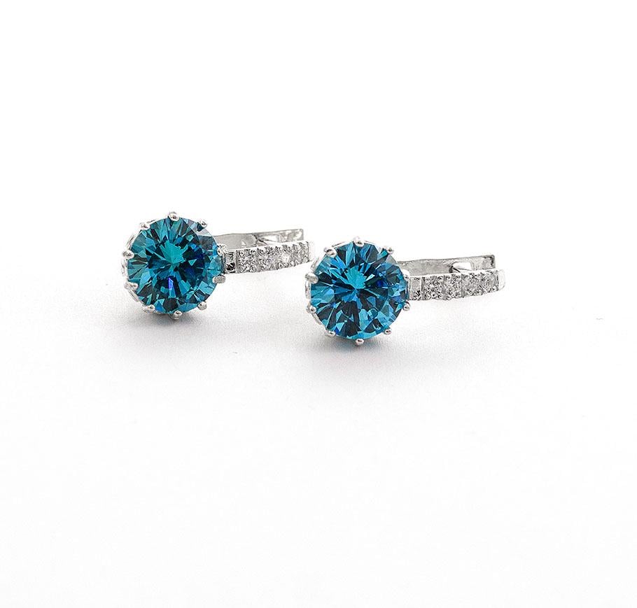 Серьги серебряные с фианитами Maxi Silver 8091 Голубой (88091)