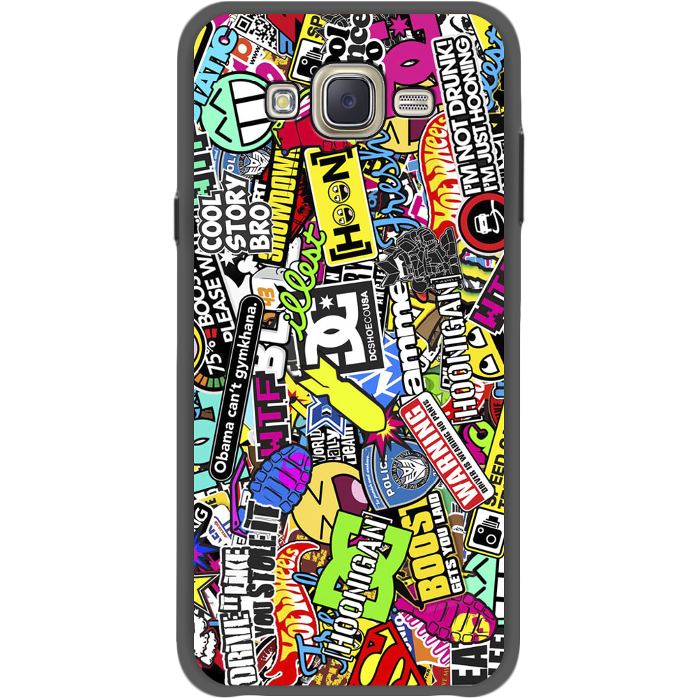 Чохол BoxFace Samsung J700H Galaxy J7 Multicolored Inscriptions Чорний силікон (24496-up880-35121)