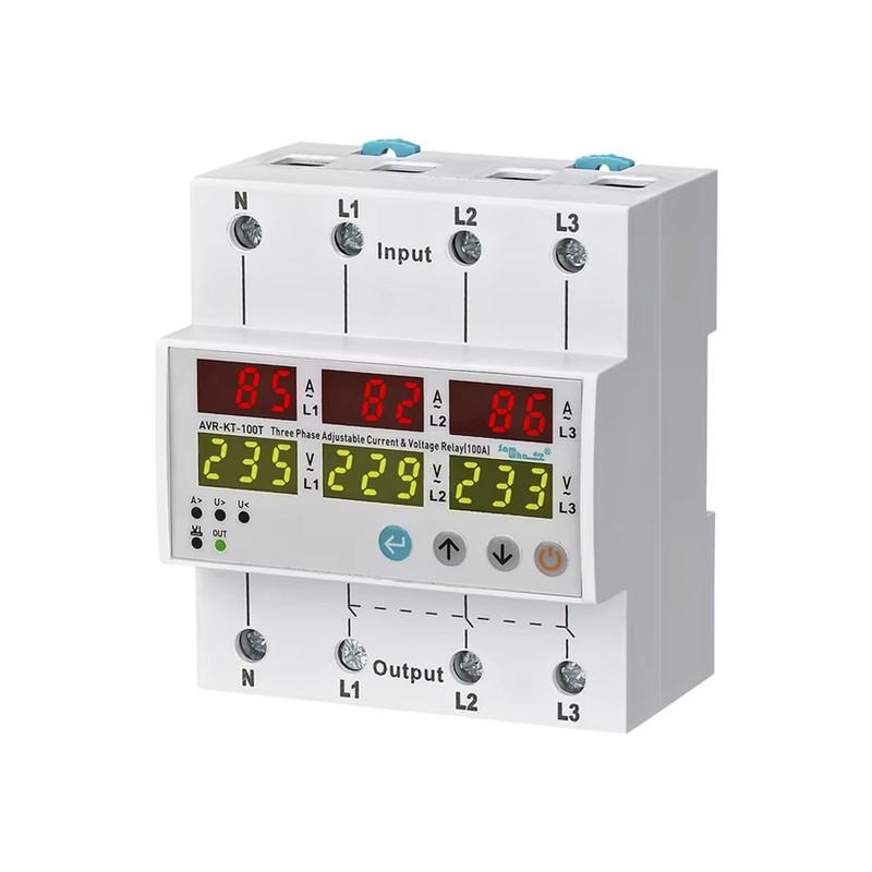 Трехфазное реле защиты Samwha 100А от перегрузки по току и напряжению 380 В (AVR-KT-100A) Трехфазное реле защиты Samwha 100А от перегрузки по току и напряжению 380 В (AVR-KT-100A)