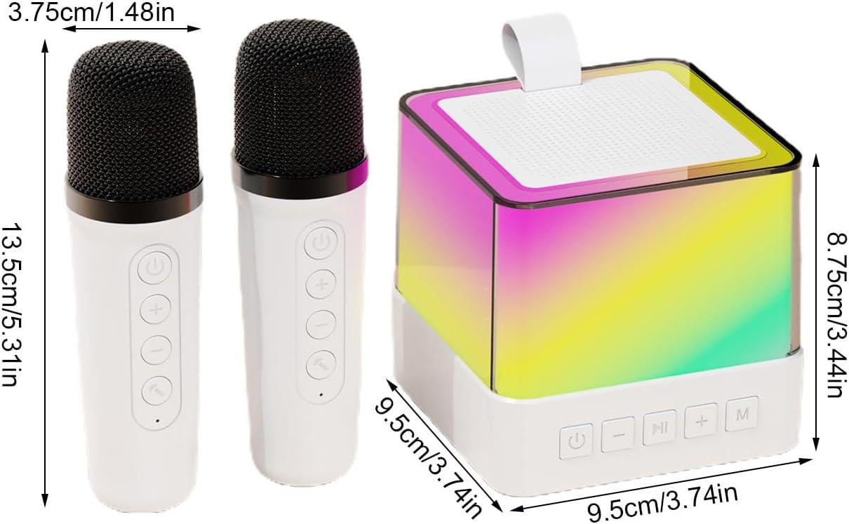 Колонка караоке дитяча з двома бездротовими мікрофонами RGB підсвічуванням (K18) - фото 6