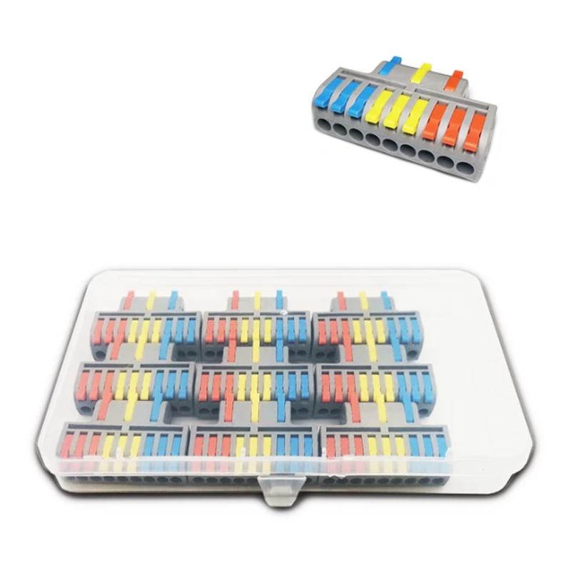 Набор клемм Tactix 0,08-4 мм2 32А 1-3+1-3+1-3 разветвитель одинарная 29,7х40х13 мм 9 шт. Разноцветный (DF-93-9box)
