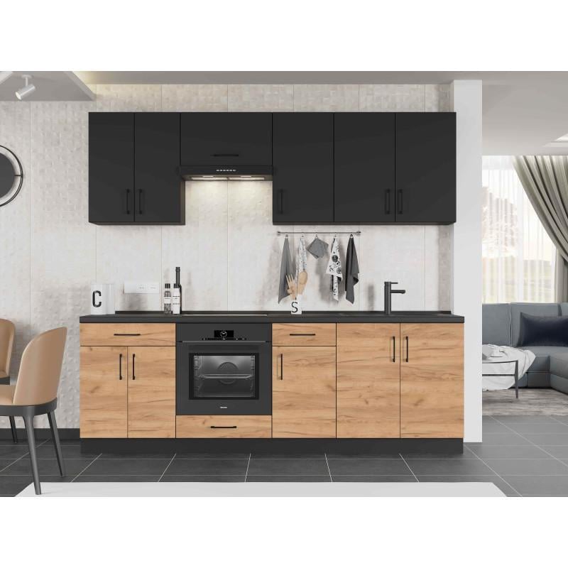 Кухня модульная Эверест Оптима №7 2,4 м Антрацит/Дуб крафт золотой (DTM-5719)