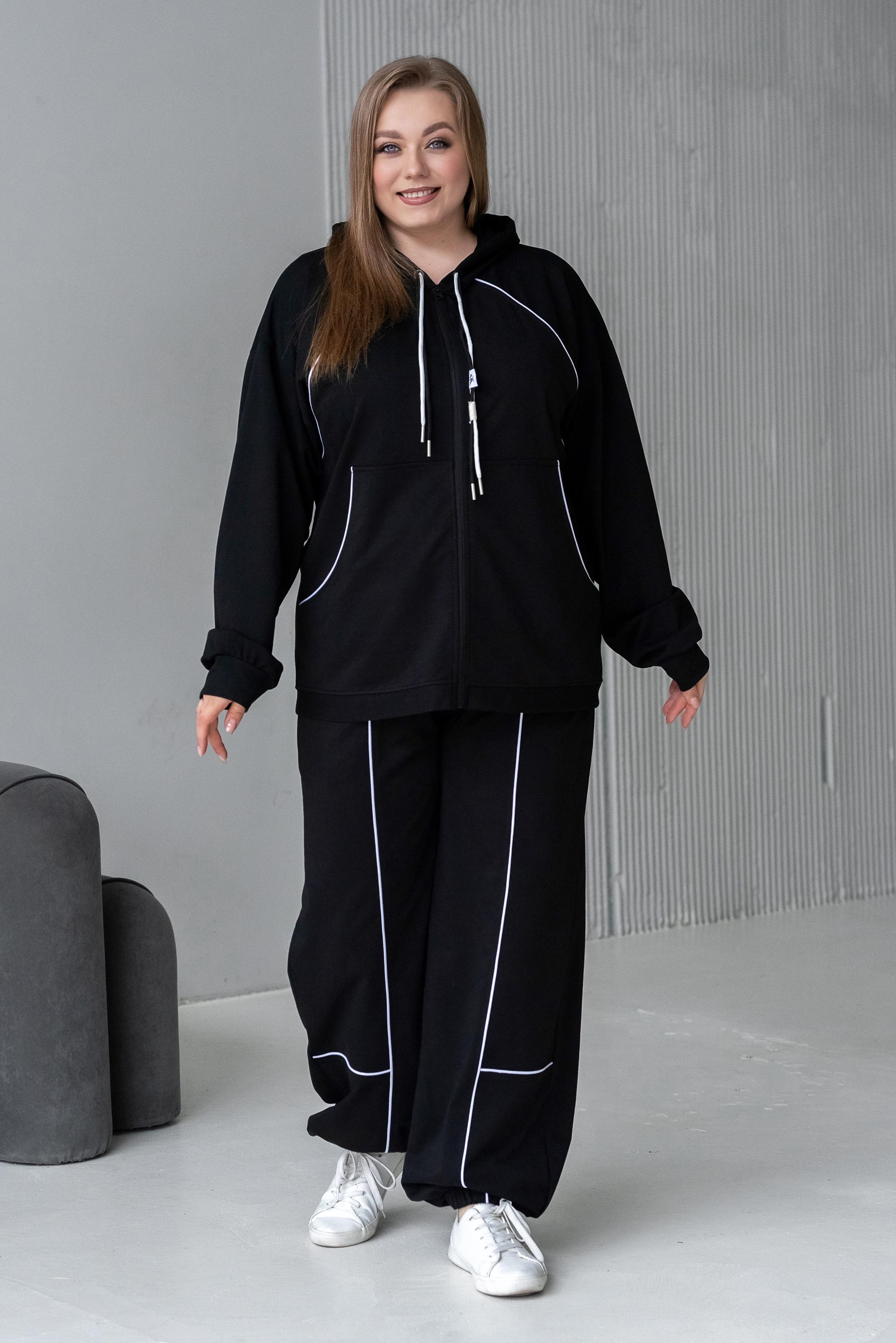 Спортивный костюм женский Тэч р. 50 Черный - фото 1 Спортивный костюм женский Тэч р. 50 Черный - фото 1