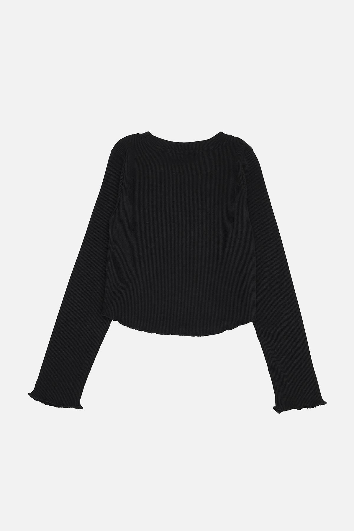 Футболка з довгим рукавом для дівчинки ЦБ-00272190 128 см Чорний (28576149) Футболка з довгим рукавом для дівчинки ЦБ-00272190 128 см Чорний (28576149)