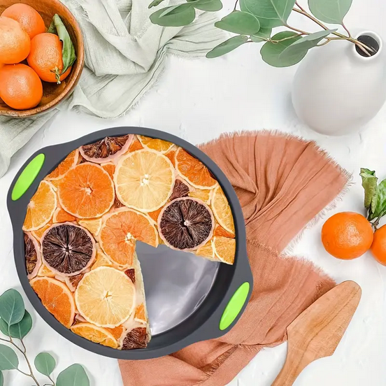 Форма силіконова для пирогів та тортів кругла з ручками 22 см Сірий (SAM-00287) - фото 4