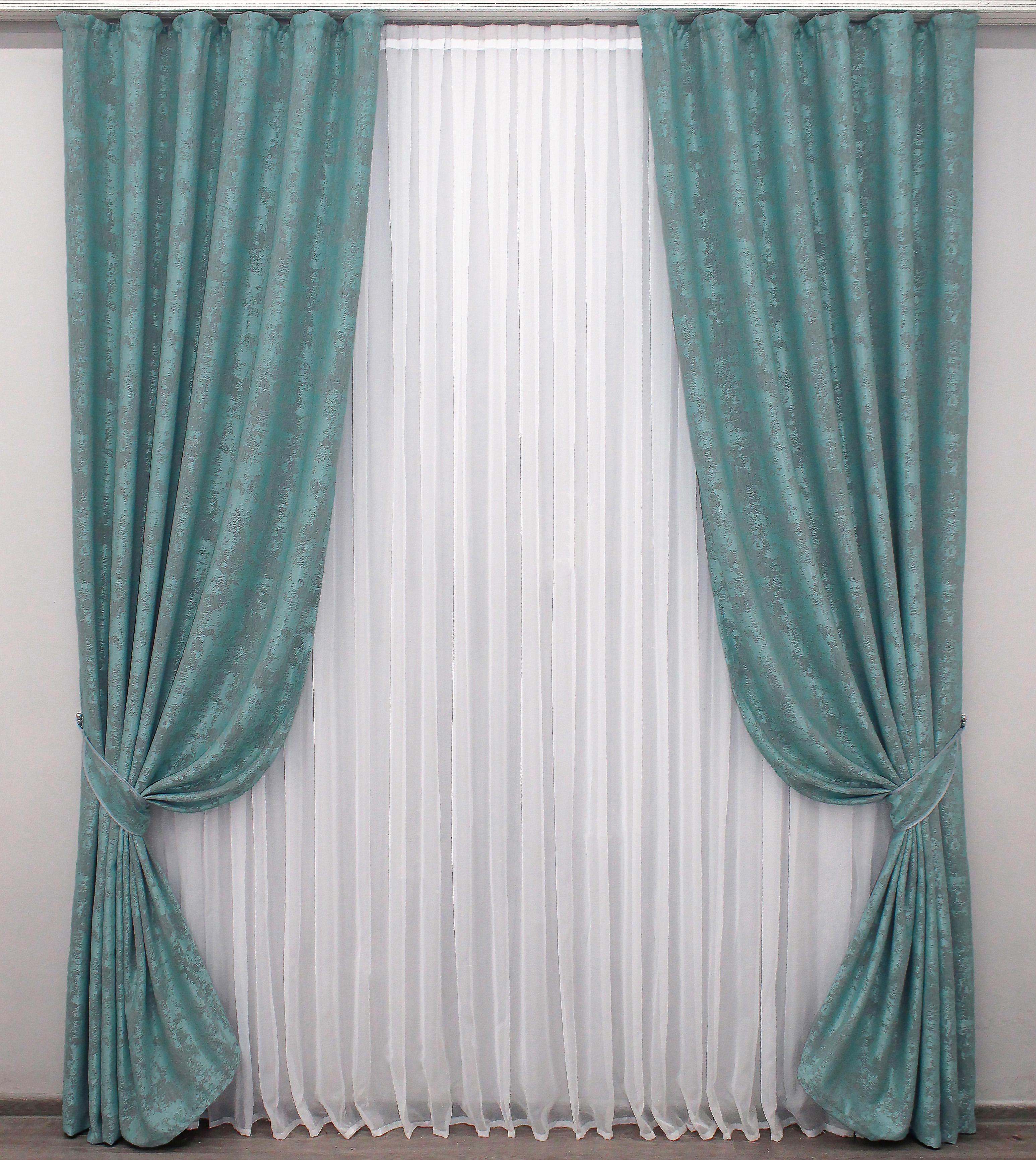 Комплект штор VR-Textil Sultan YL №1292ш жаккард 150х270 см 2 шт. Бирюзовый (33-0141)