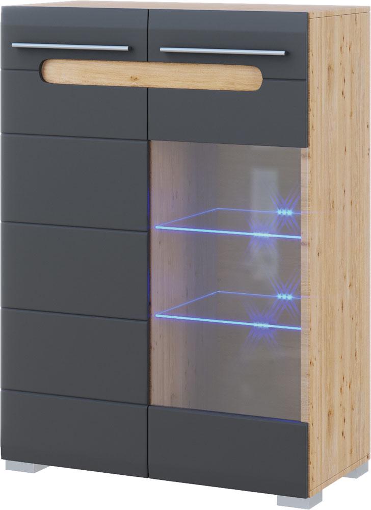 Тумба Бьянко 2-дверная со стеклом Графитовый