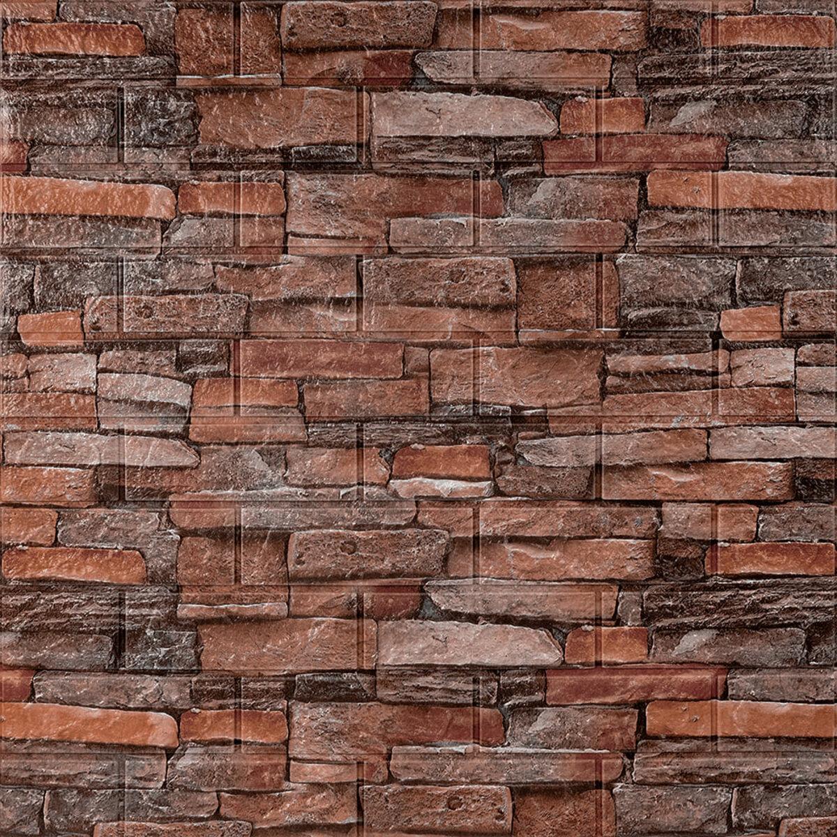 3D-панель самоклеящаяся Кирпич песчаник 058 700х770х5 мм Красный (SW-00000177)