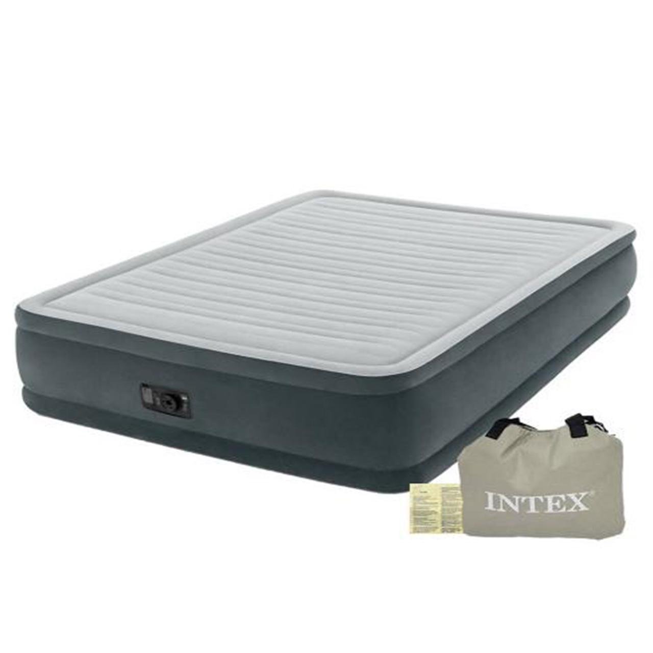 Надувная велюр-кровать Intex с электронасосом 152х203х46 см (64126)