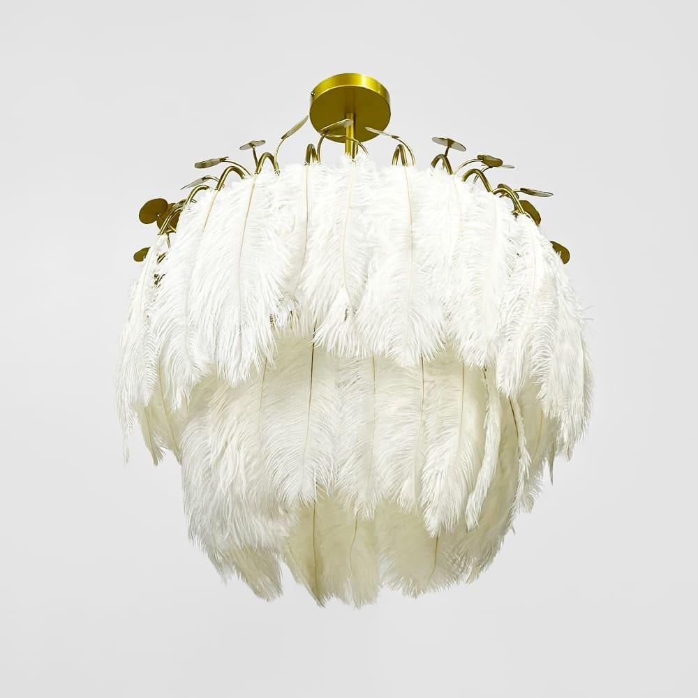 Люстра розкішна з білим пір'ям Ø 55 см Золотий (AS147-550 WT) Люстра розкішна з білим пір'ям Ø 55 см Золотий (AS147-550 WT)