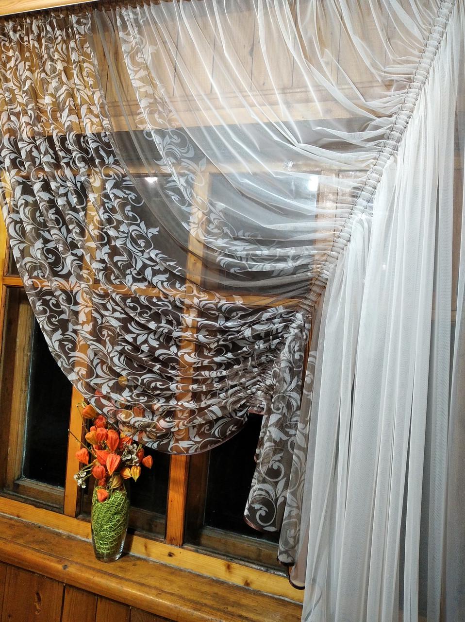 Занавеска Камелия Шоколадный/Амбре - фото 3 Занавеска Камелия Шоколадный/Амбре - фото 3