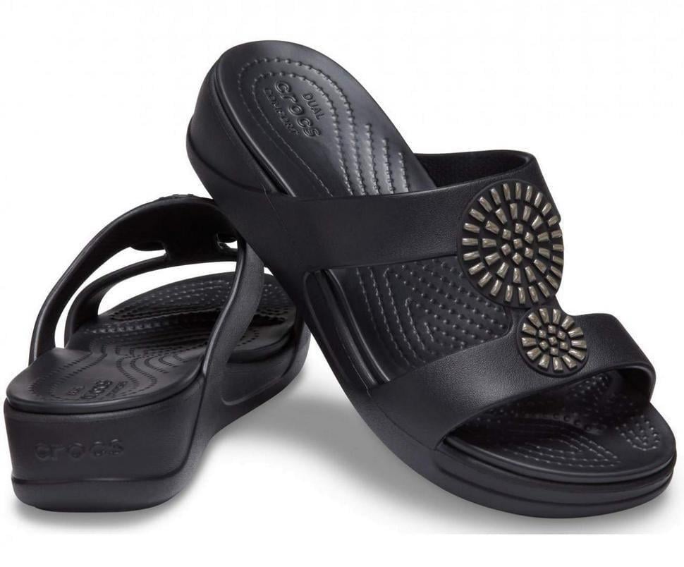 В'єтнамки жіночі Crocs Monterey Diamante Slip-On Wedge р. 37-38 Чорний (10235)