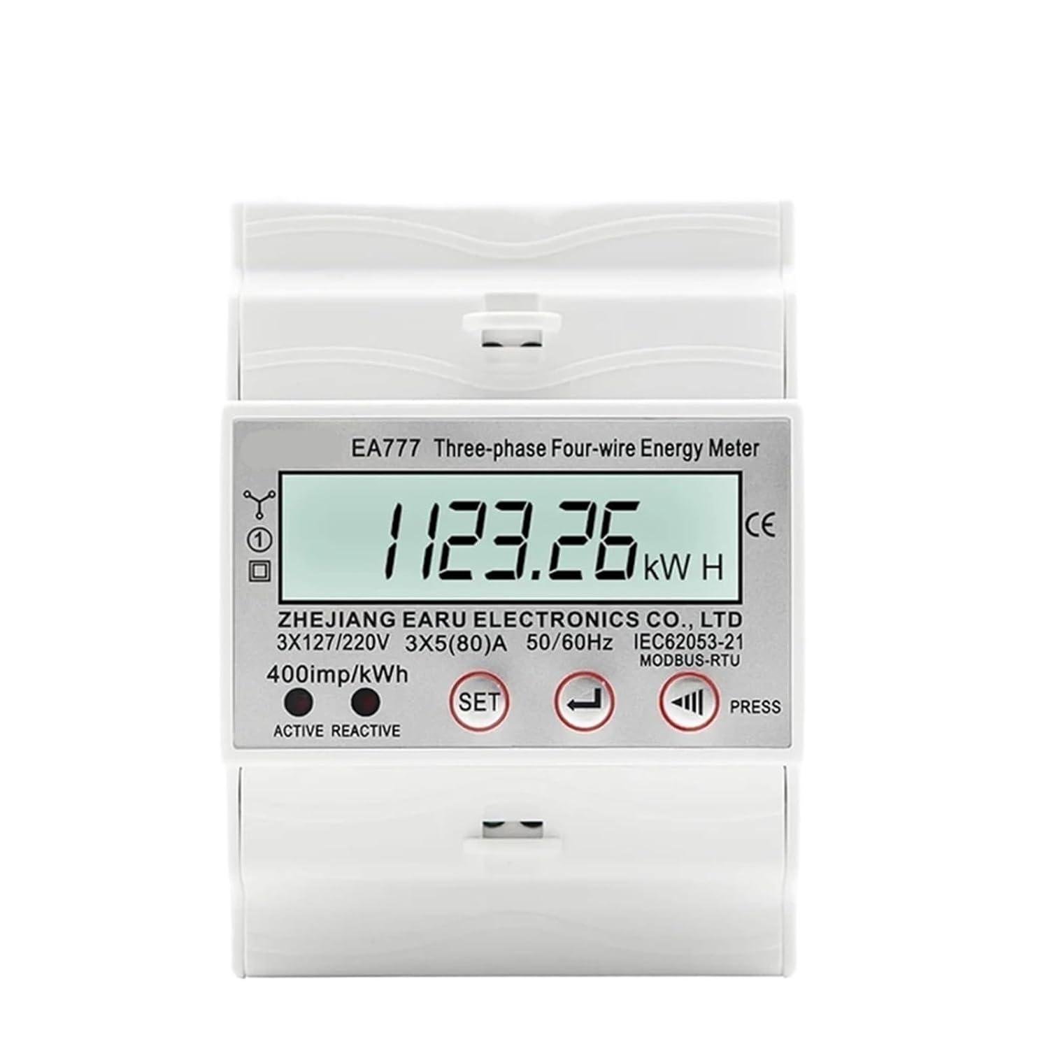 Счетчик электроэнергии трехфазный 100A 127/220V на DIN-рейке с дисплеем EARU EA777 (88003)