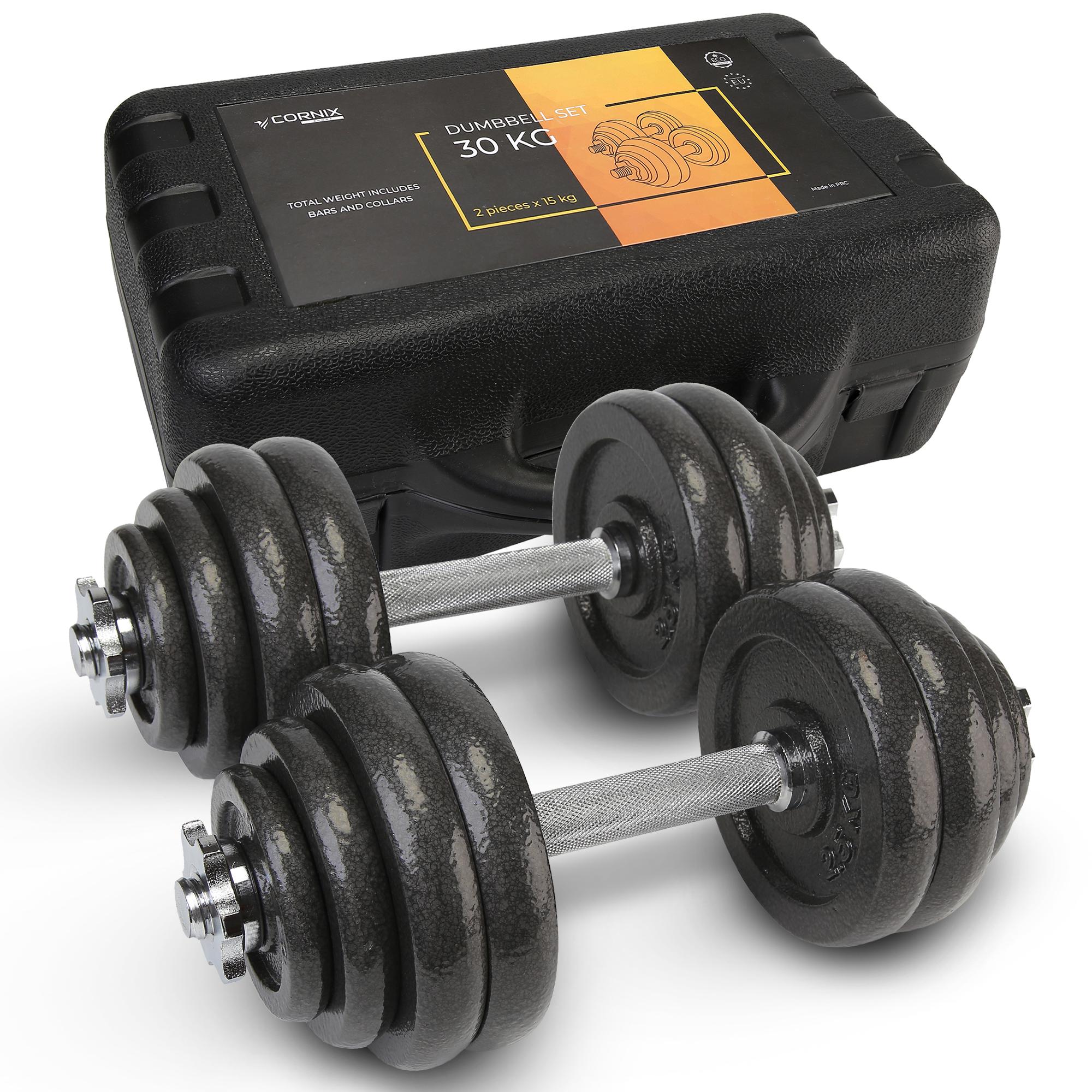 Гантелі металеві Cornix XR-0442 набірні в кейсі 2x15 кг Black (67314)
