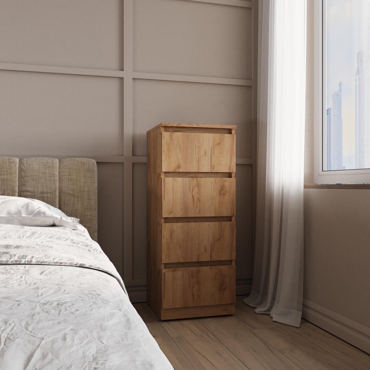 Комод MEBEX на 4 ящика 40х40х100 см Дуб Крафт (VM4B400DC) - фото 1