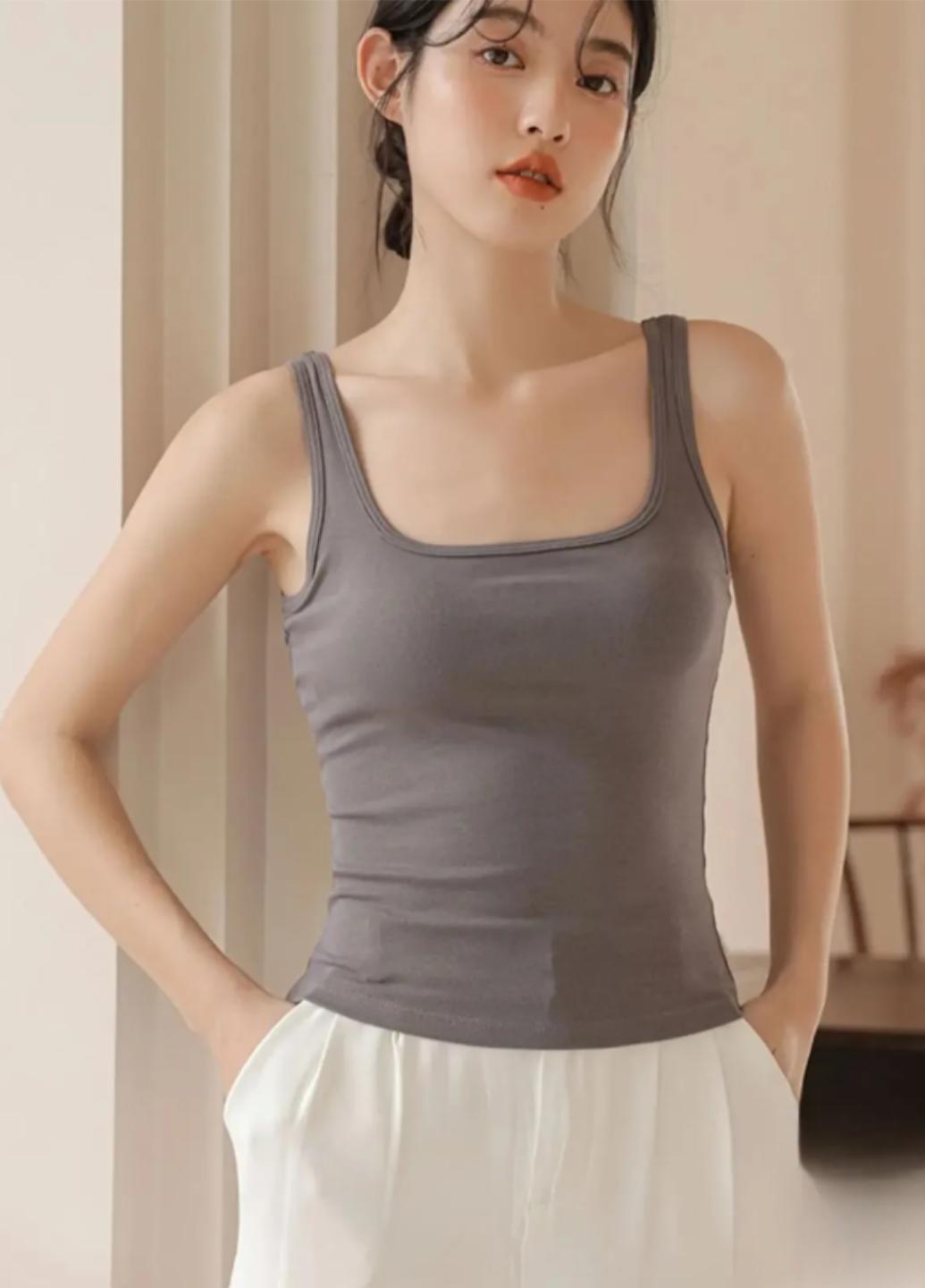 Майка жіноча бавовняна Comfort з вкладишами One size Сірий (1864-44-01) - фото 11