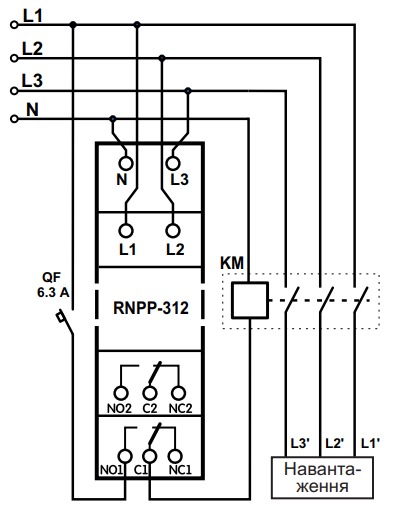 Реле контроля напряжения и фаз Новатек-Електро РНПП-312 трехфазное 5A (NTRNP3120) - фото 2